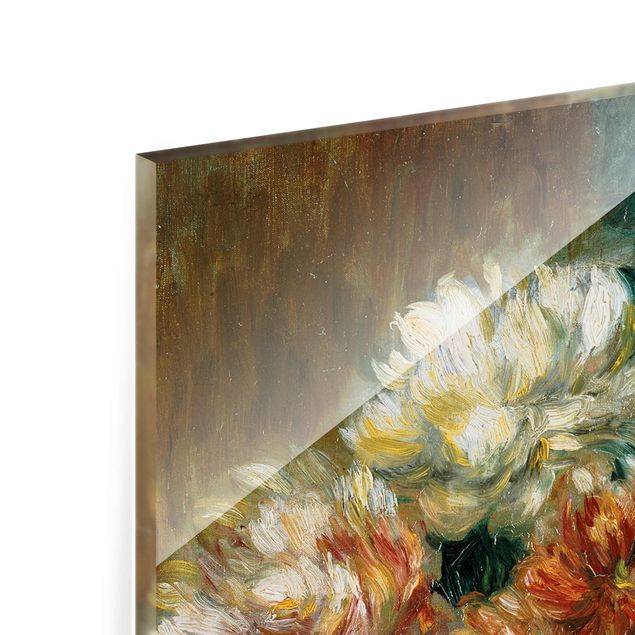 Glasbild - Kunstdruck Auguste Renoir - Vase mit Pfingstrosen - Impressionismus Hoch 3:4