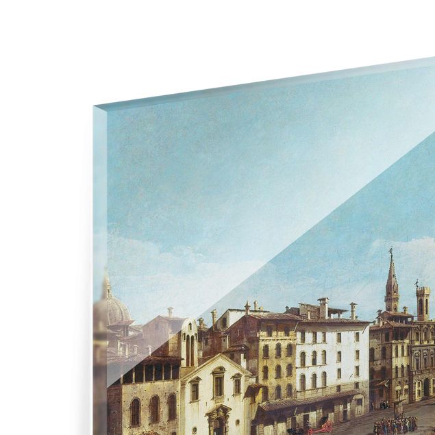 Glasbild - Kunstdruck Bernardo Bellotto - Die Piazza della Signoria in Florenz - Quer 3:2