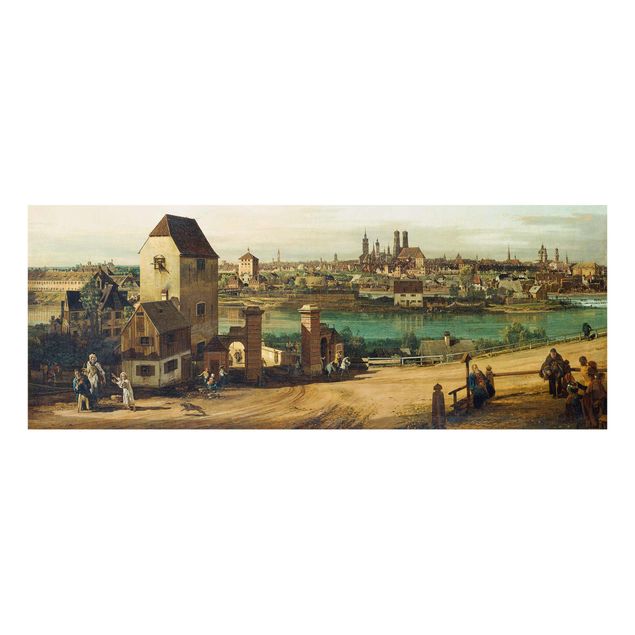 Glasbild - Kunstdruck Bernardo Bellotto - München, von Haidhausen aus gesehen - Panorama Quer