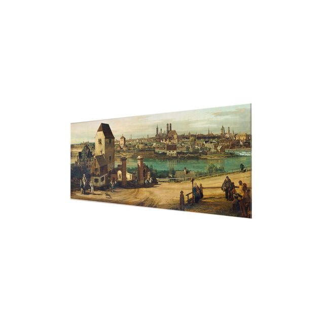 Glasbild - Kunstdruck Bernardo Bellotto - München, von Haidhausen aus gesehen - Panorama Quer