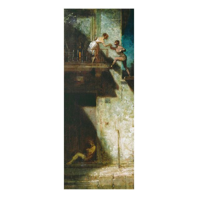 Glasbild - Kunstdruck Carl Spitzweg - Pierrot und Columbine (Stelldichein) - Panorama Hoch