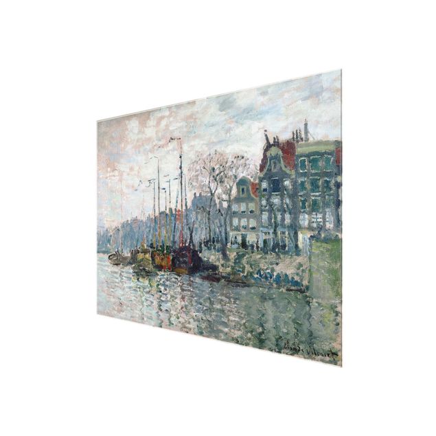 Glasbild - Kunstdruck Claude Monet - Blick auf die Prins Hendrikkade und die Kromme Waal in Amsterdam - Impressionismus Quer 4:3