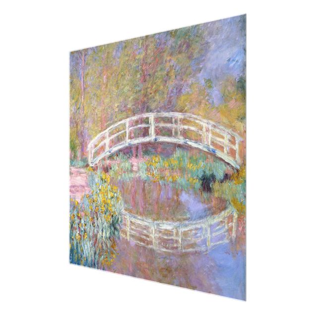 Glas Wandbilder Claude Monet - Brücke Monets Garten