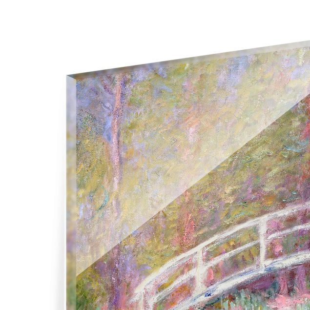 Glasbild - Kunstdruck Claude Monet - Brücke in Monets Garten - Impressionismus Quadrat 1:1