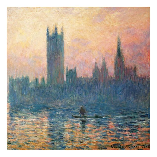 Glasbilder Claude Monet - London Sonnenuntergang