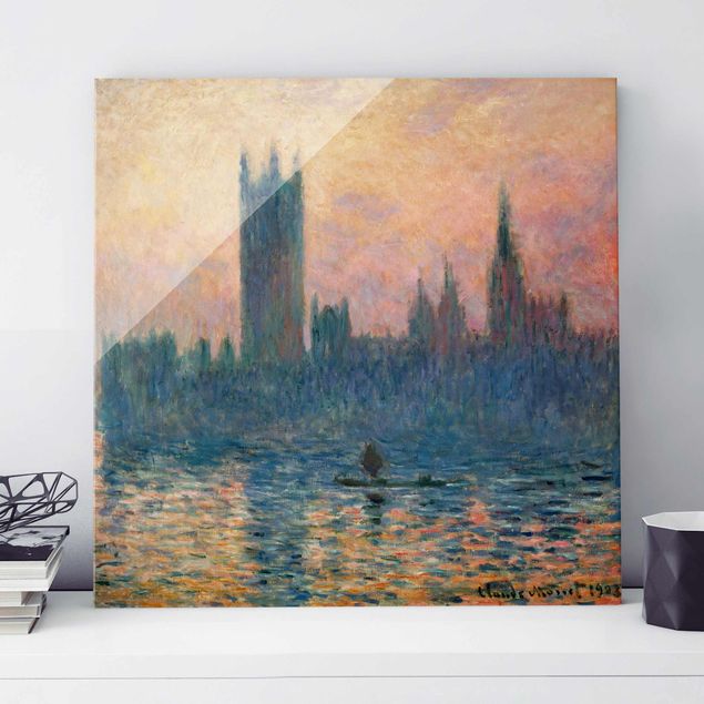 Glasbilder XXL Claude Monet - London Sonnenuntergang