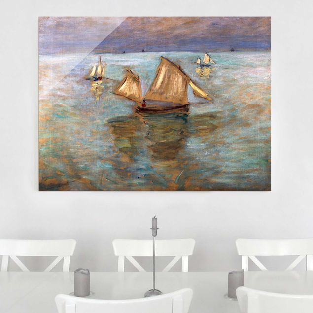 Glasbilder Strand und Meer Claude Monet - Fischerboote