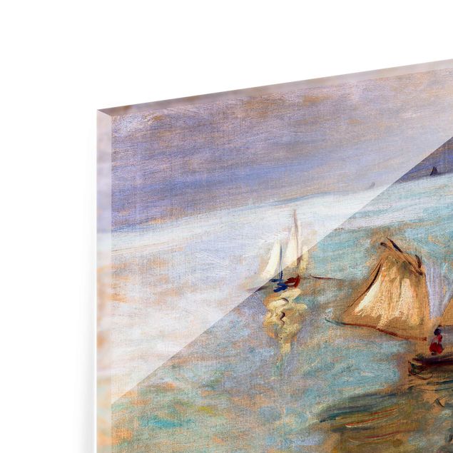 Glasbild - Kunstdruck Claude Monet - Fischerboote bei Pourville - Impressionismus Quer 4:3