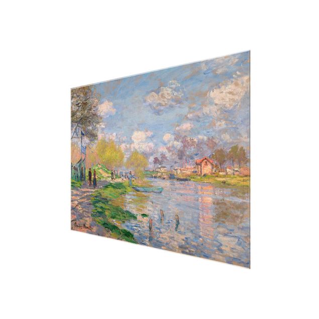 Glasbild - Kunstdruck Claude Monet - Frühling an der Seine - Impressionismus Quer 4:3