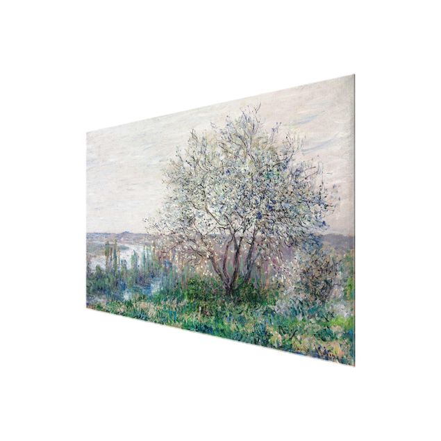 Glasbild - Kunstdruck Claude Monet - Frühlingsstimmung bei Vétheuil - Impressionismus Quer 3:2