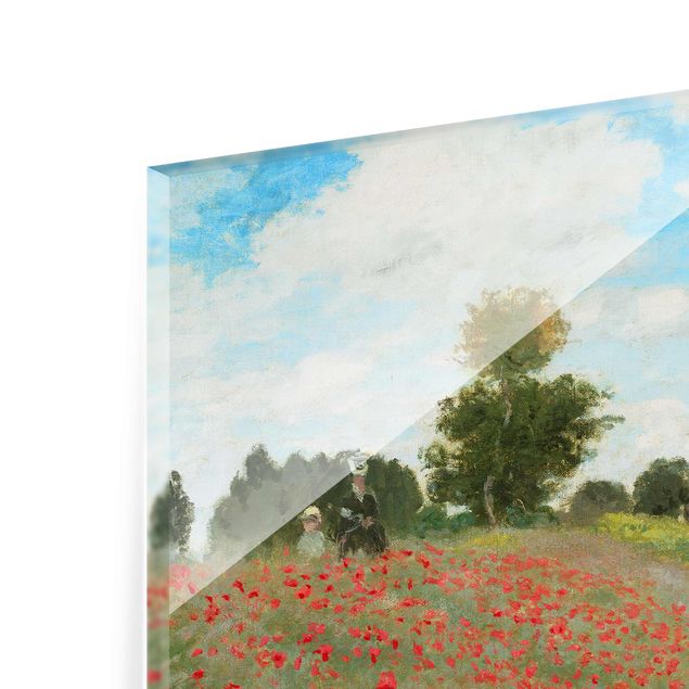 Glasbild - Kunstdruck Claude Monet - Mohnfeld bei Argenteuil - Impressionismus Quer 4:3