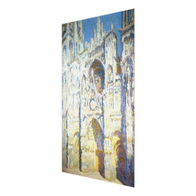 Glasbild - Kunstdruck Claude Monet - Portal der Kathedrale von Rouen mit Turm Saint-Romain in voller Sonne - Impressionismus Hoch 2:3