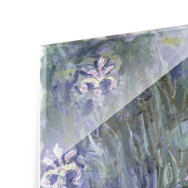Glasbild - Kunstdruck Claude Monet - Schwertlilien - Impressionismus Hoch 3:4