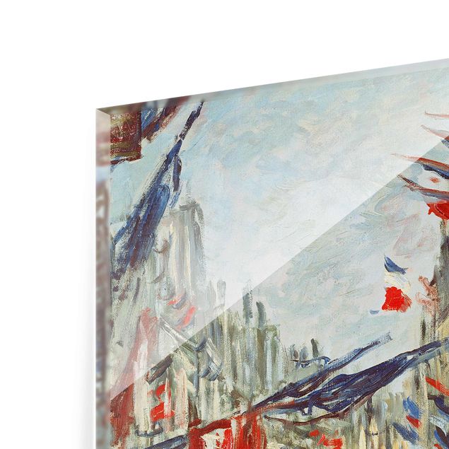 Glasbild - Kunstdruck Claude Monet - Straße im Flaggenschmuck - Impressionismus Hoch 2:3