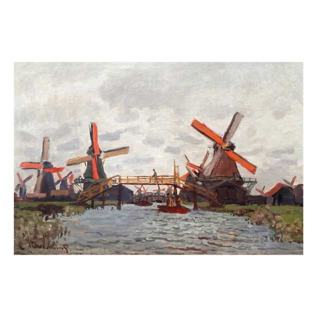 Bilder auf Glas Claude Monet - Windmühlen Zaandam