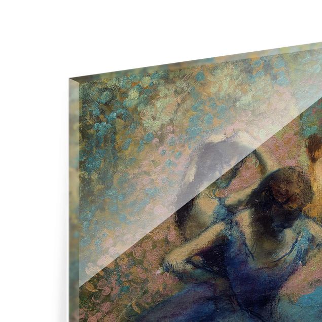 Glasbild - Kunstdruck Edgar Degas - Die blauen Tänzerinnen - Impressionismus Quadrat 1:1
