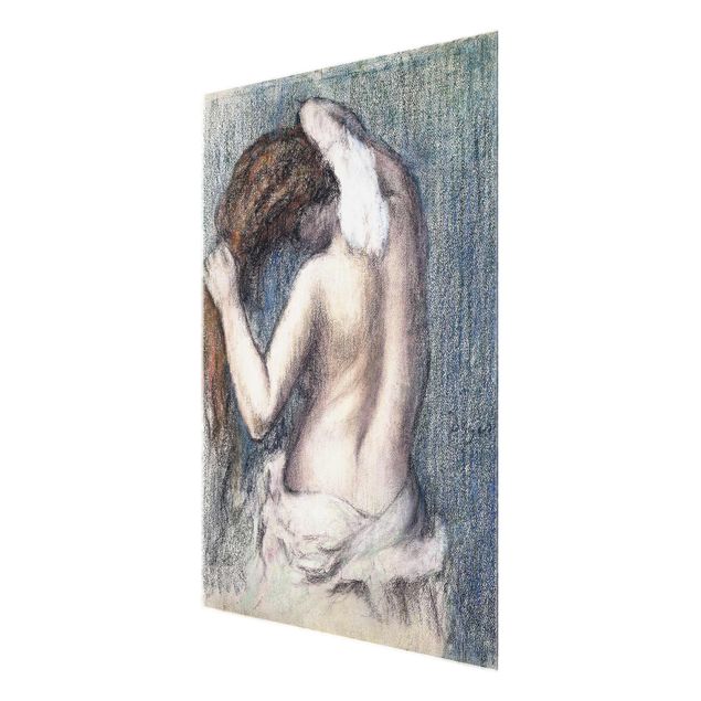 Glasbild - Kunstdruck Edgar Degas - Frau beim Abtrocknen - Impressionismus Hoch 3:4