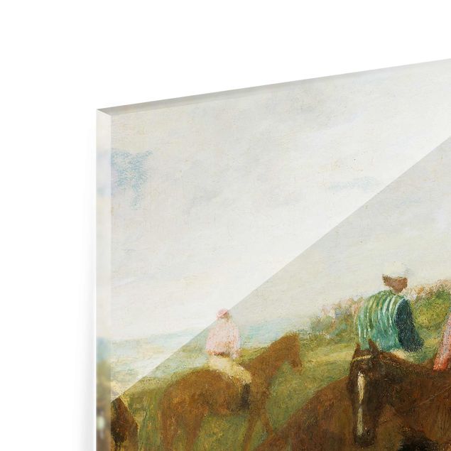 Glasbild - Kunstdruck Edgar Degas - Jockeys auf der Rennbahn - Impressionismus Quadrat 1:1