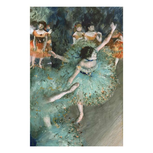 Glas Wandbilder Edgar Degas - Tänzerinnen in Grün