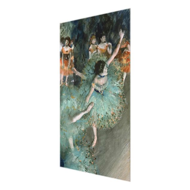 Glasbild - Kunstdruck Edgar Degas - Tänzerinnen in Grün - Impressionismus Hoch 2:3