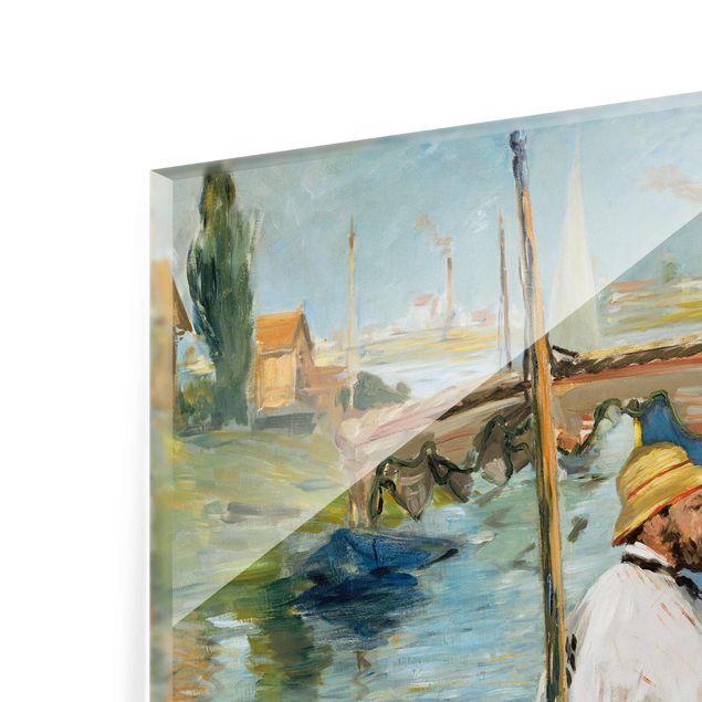 Glasbild - Kunstdruck Edouard Manet - Die Barke (Claude Monet in seinem schwimmenden Atelier) - Quer 4:3