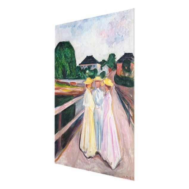 Glas Wandbilder Edvard Munch - Drei Mädchen