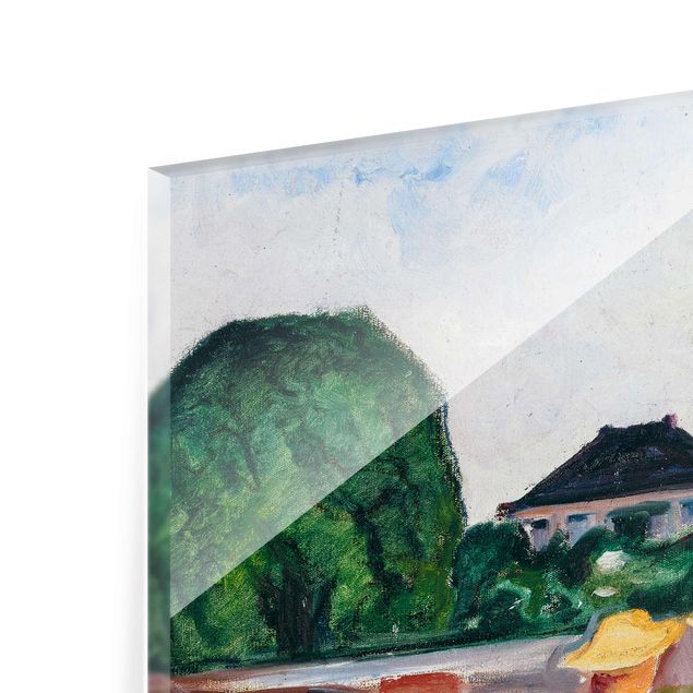 Glasbild - Kunstdruck Edvard Munch - Drei Mädchen auf der Brücke - Expressionismus Hoch 3:4