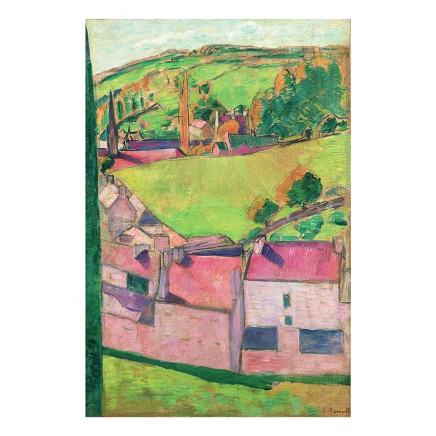 Glasbild - Kunstdruck Emile Bernard - Ansicht von Pont-Aven, Landschaft von Pont-Aven - Hoch 2:3