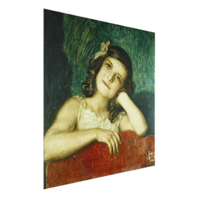 Glasbild - Kunstdruck Franz von Stuck - Mary, die Tochter des Künstlers - Quadrat 1:1