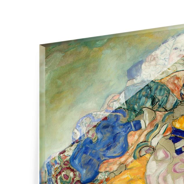 Glasbild - Kunstdruck Gustav Klimt - Baby (Wiege) - Jugendstil Quadrat 1:1