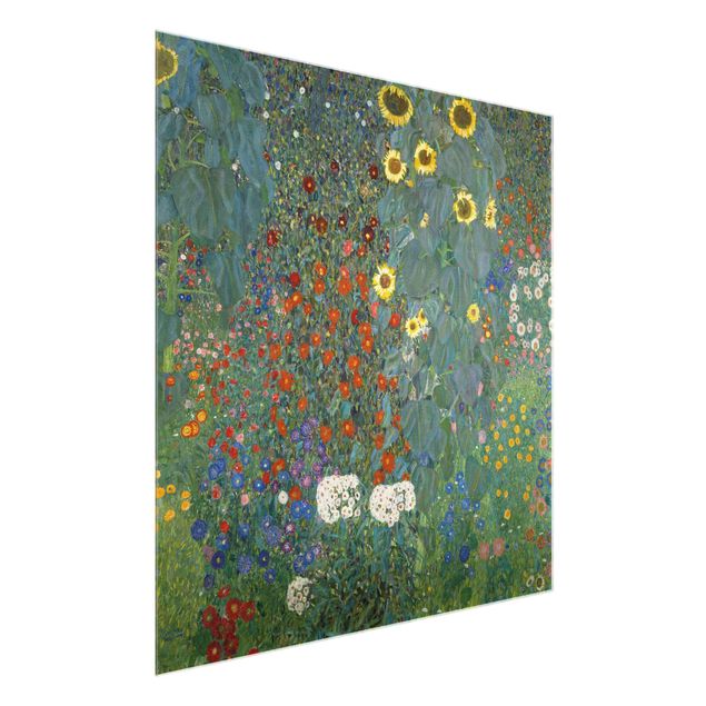 Blumen Glasbilder Gustav Klimt - Garten Sonnenblumen