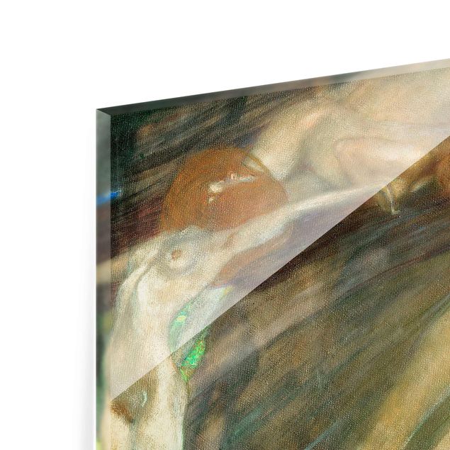 Glasbild - Kunstdruck Gustav Klimt - Bewegtes Wasser - Jugendstil Quer 4:3