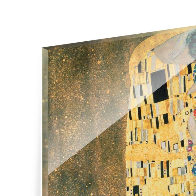 Glasbild - Kunstdruck Gustav Klimt - Der Kuß - Jugendstil Quadrat 1:1