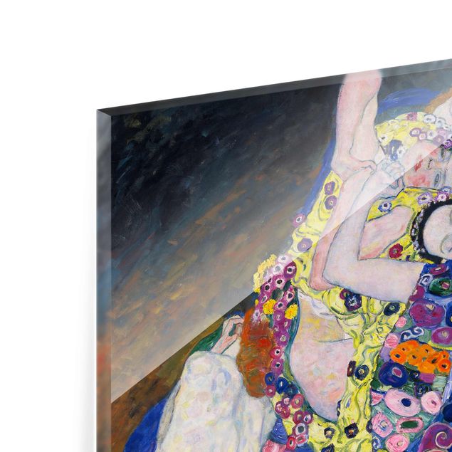 Glasbild - Kunstdruck Gustav Klimt - Die Jungfrau - Jugendstil Quadrat 1:1