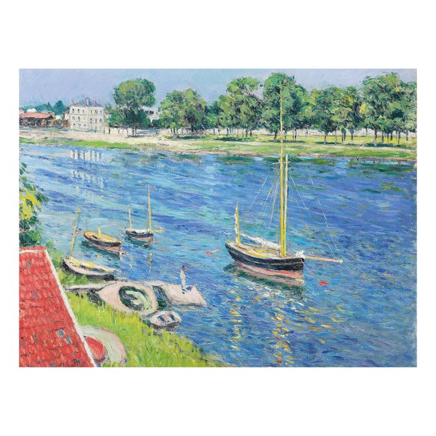 Glasbild - Kunstdruck Gustave Caillebotte - Die Seine bei Argenteuil, Boote vor Anker - Quer 4:3
