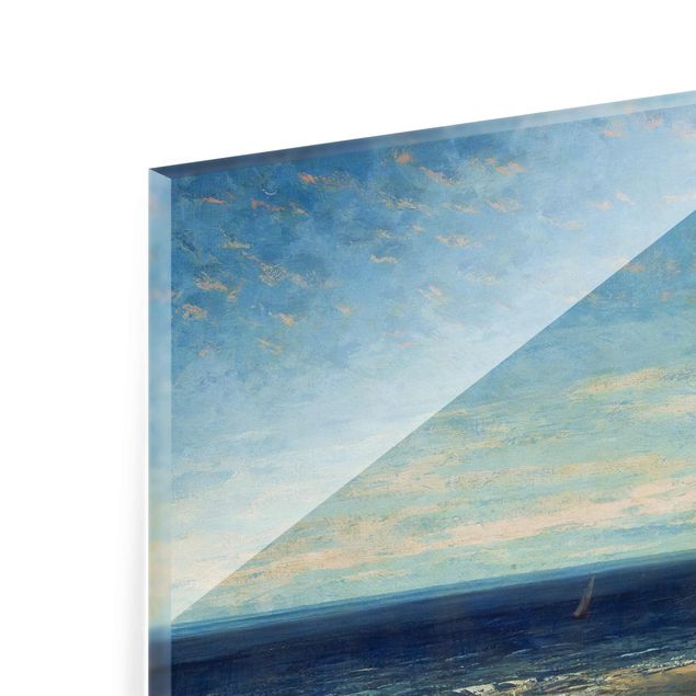 Glasbild - Kunstdruck Gustave Courbet - Blaues Meer - blauer Himmel - Quer 3:2