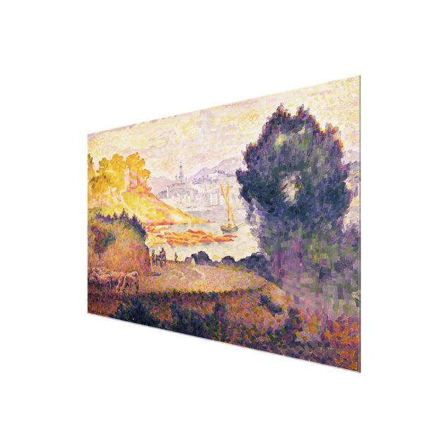Glasbild - Kunstdruck Henri Edmond Cross - Aussicht auf Menton - Pointillismus - Quer 3:2