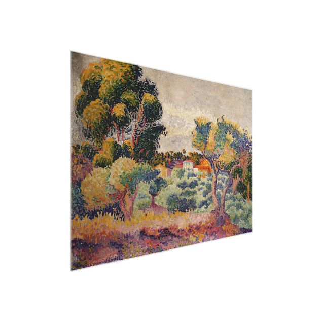 Glasbild - Kunstdruck Henri Edmond Cross - Eukalyptus und Olivenhain - Pointillismus - Quer 4:3