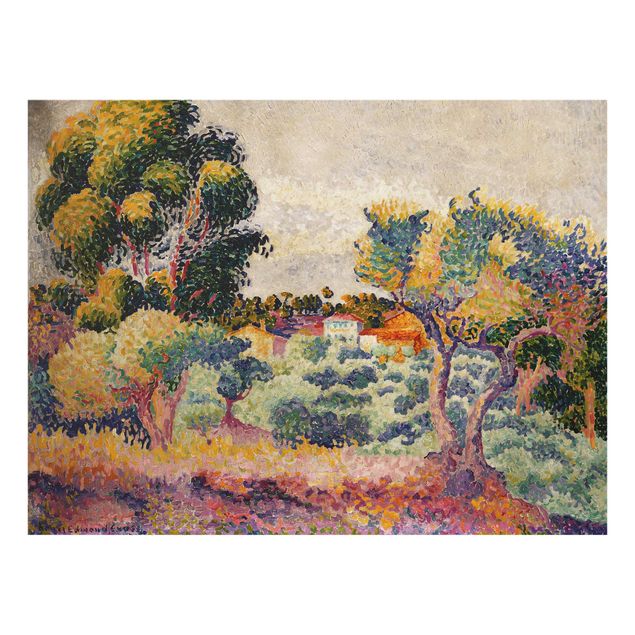 Glasbild - Kunstdruck Henri Edmond Cross - Eukalyptus und Olivenhain - Pointillismus - Quer 4:3