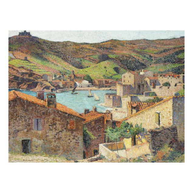 Glasbild - Kunstdruck Henri Martin - Collioure mit Blick auf den Hafen - Quer 4:3