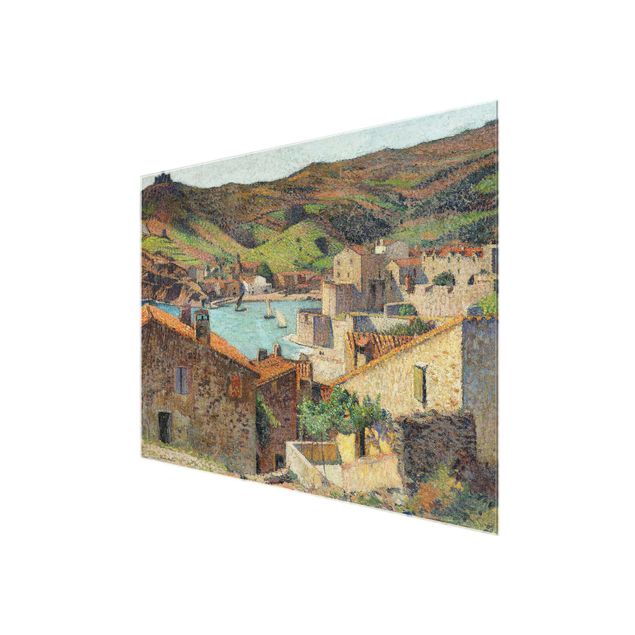 Glasbild - Kunstdruck Henri Martin - Collioure mit Blick auf den Hafen - Quer 4:3