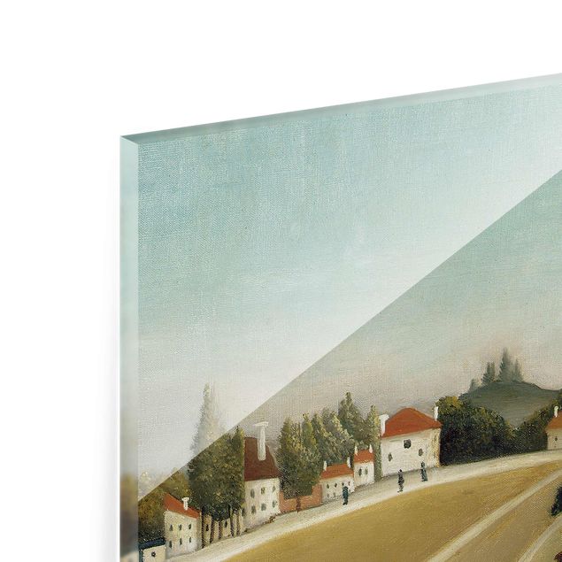 Glasbild - Kunstdruck Henri Rousseau - Landschaft mit Fabrik - Quer 4:3