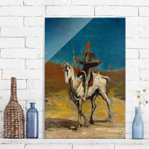 Glas Wandbilder XXL Honoré Daumier - Don Quixote