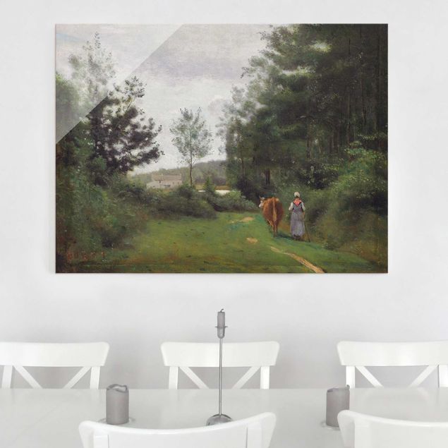 Glasbilder Natur Jean-Baptiste Camille Corot - Landschaft bei Riva