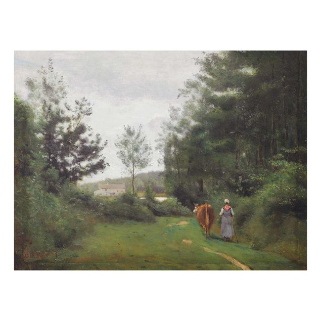 Glasbild - Kunstdruck Jean-Baptiste Camille Corot - Landschaft bei Riva am Gardasee - Quer 3:2