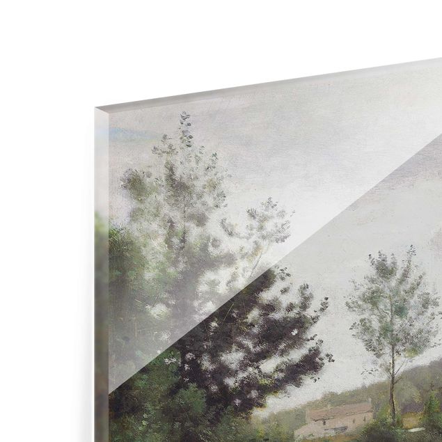 Glasbild - Kunstdruck Jean-Baptiste Camille Corot - Ein Bauernhof in Dardagny - Quadrat 1:1