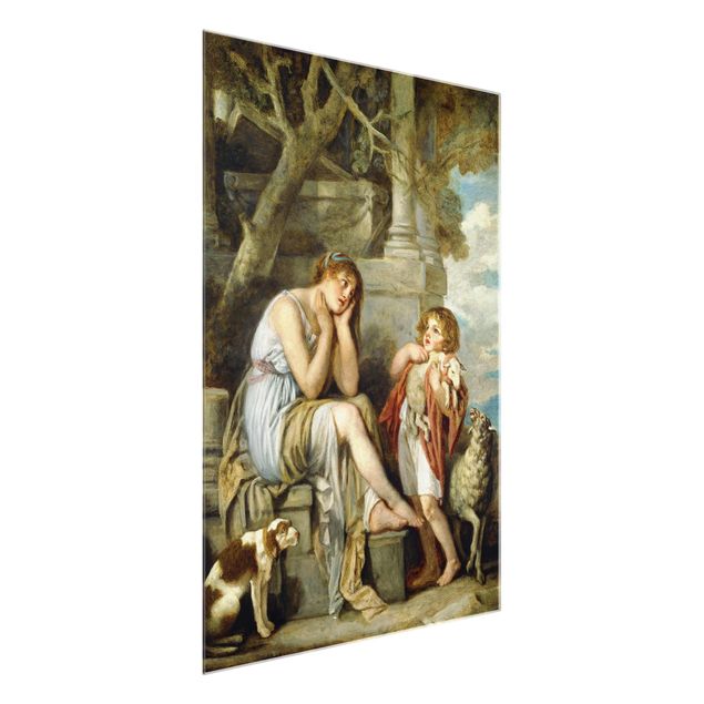 Glasbild - Kunstdruck Jean Baptiste Greuze - L'Agneau Chéri - Hoch 3:4