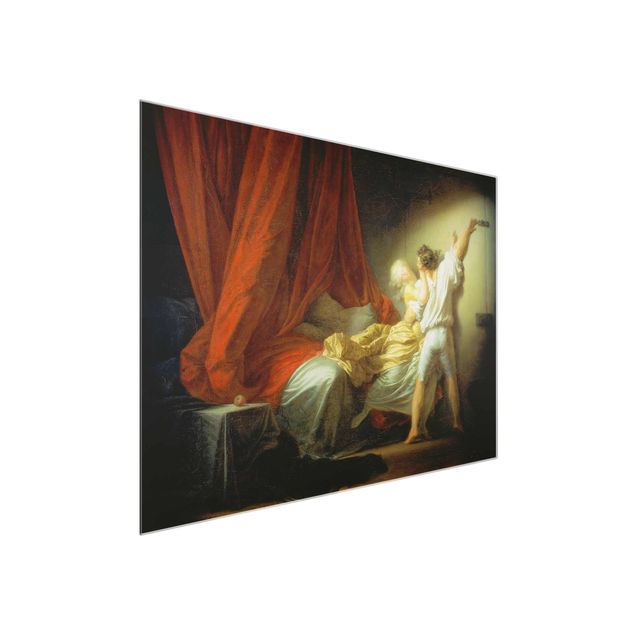 Glasbild - Kunstdruck Jean Honoré Fragonard - Der Riegel (Liebeswünsche) - Quer 4:3