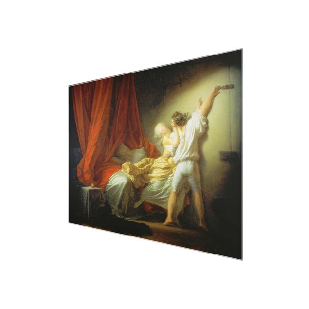 Glasbild - Kunstdruck Jean Honoré Fragonard - Der Riegel (Liebeswünsche) - Quer 4:3