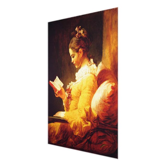 Glasbild - Kunstdruck Jean Honoré Fragonard - Lesendes Mädchen - Hoch 3:4